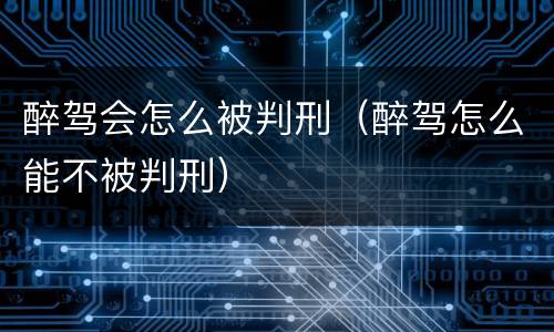 醉驾会怎么被判刑（醉驾怎么能不被判刑）