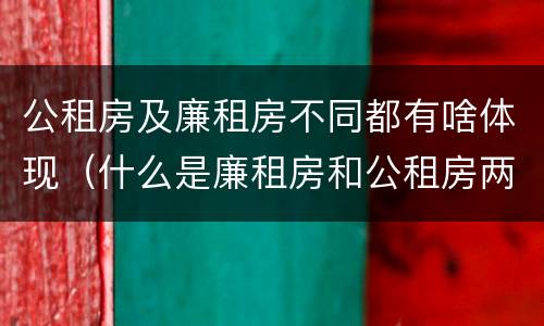 公租房及廉租房不同都有啥体现（什么是廉租房和公租房两个有什么特点）