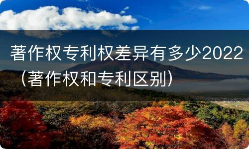 著作权专利权差异有多少2022（著作权和专利区别）