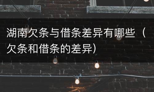 湖南欠条与借条差异有哪些（欠条和借条的差异）
