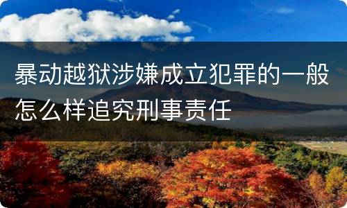 暴动越狱涉嫌成立犯罪的一般怎么样追究刑事责任