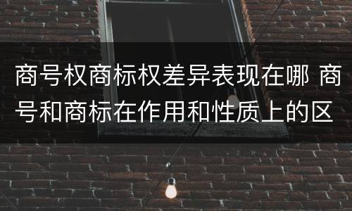 商号权商标权差异表现在哪 商号和商标在作用和性质上的区别