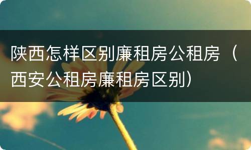 陕西怎样区别廉租房公租房（西安公租房廉租房区别）