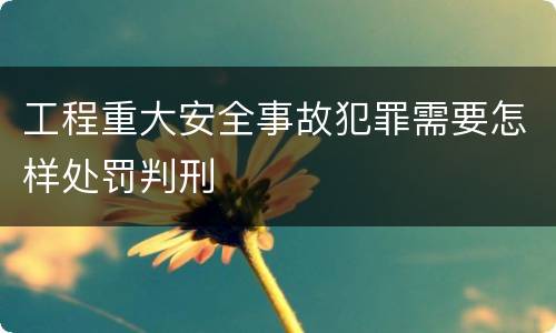 工程重大安全事故犯罪需要怎样处罚判刑