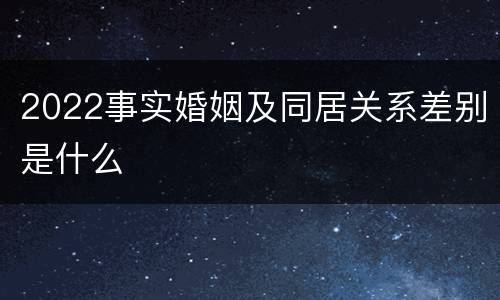 2022事实婚姻及同居关系差别是什么