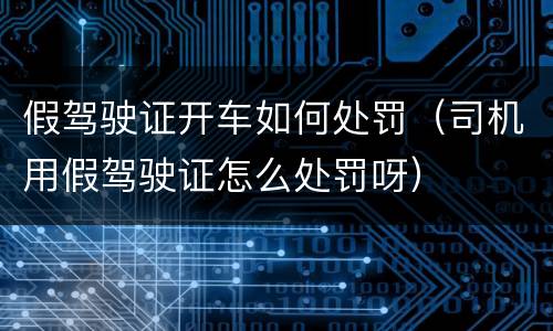 假驾驶证开车如何处罚（司机用假驾驶证怎么处罚呀）