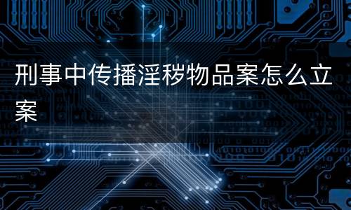刑事中传播淫秽物品案怎么立案