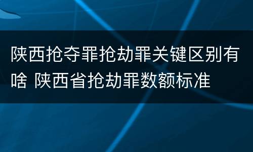 陕西抢夺罪抢劫罪关键区别有啥 陕西省抢劫罪数额标准