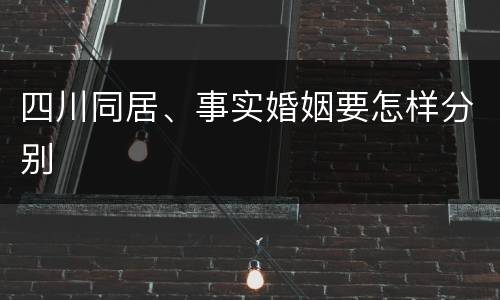 四川同居、事实婚姻要怎样分别