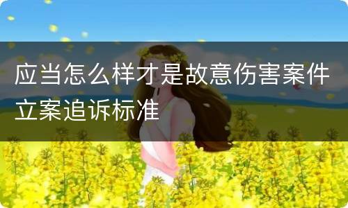 应当怎么样才是故意伤害案件立案追诉标准