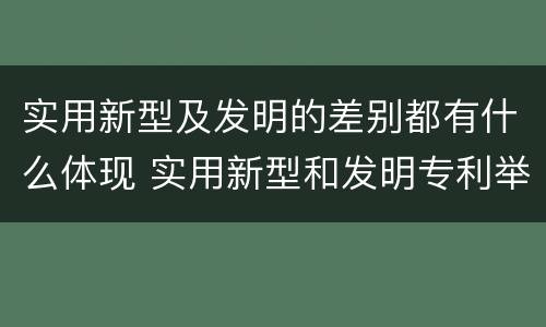 实用新型及发明的差别都有什么体现 实用新型和发明专利举例