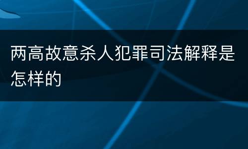 两高故意杀人犯罪司法解释是怎样的
