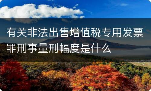 有关非法出售增值税专用发票罪刑事量刑幅度是什么