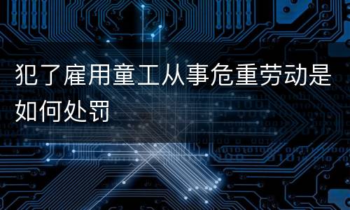 犯了雇用童工从事危重劳动是如何处罚