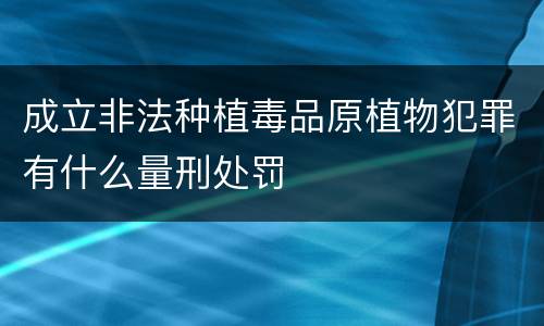 成立非法种植毒品原植物犯罪有什么量刑处罚