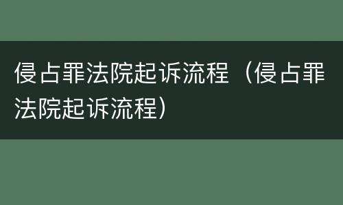 侵占罪法院起诉流程（侵占罪法院起诉流程）