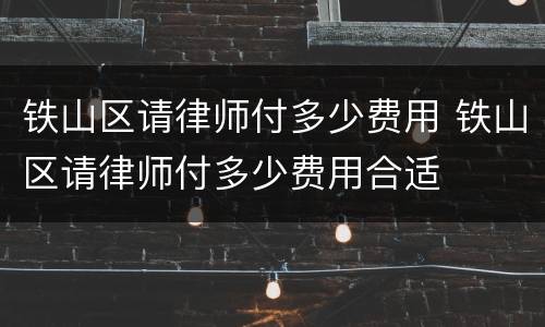 铁山区请律师付多少费用 铁山区请律师付多少费用合适