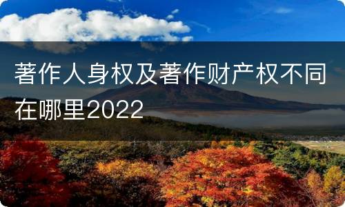 著作人身权及著作财产权不同在哪里2022