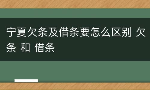 宁夏欠条及借条要怎么区别 欠条 和 借条