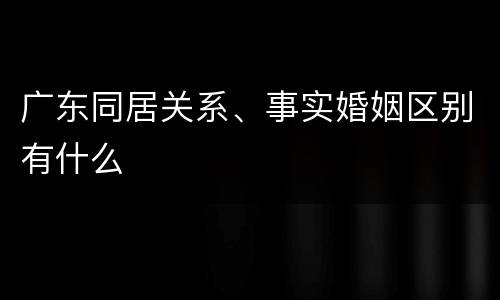 广东同居关系、事实婚姻区别有什么