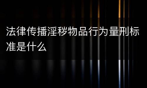 法律传播淫秽物品行为量刑标准是什么