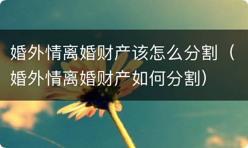 婚外情离婚财产该怎么分割（婚外情离婚财产如何分割）