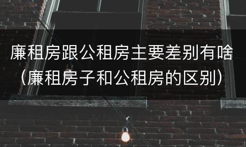 廉租房跟公租房主要差别有啥（廉租房子和公租房的区别）