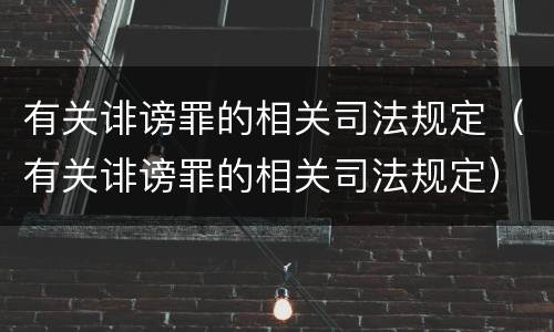 有关诽谤罪的相关司法规定（有关诽谤罪的相关司法规定）