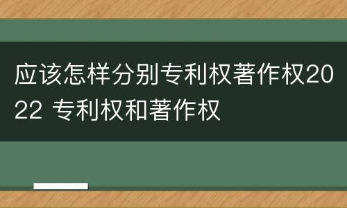 应该怎样分别专利权著作权2022 专利权和著作权