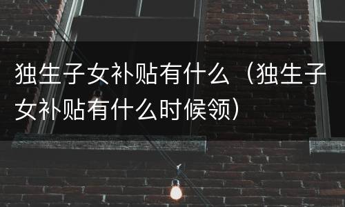 独生子女补贴有什么（独生子女补贴有什么时候领）