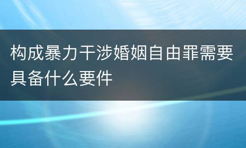 构成暴力干涉婚姻自由罪需要具备什么要件