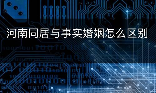河南同居与事实婚姻怎么区别