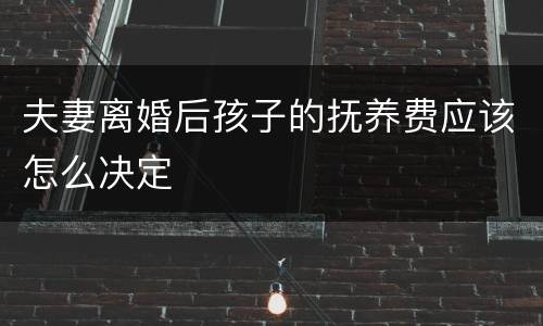 夫妻离婚后孩子的抚养费应该怎么决定