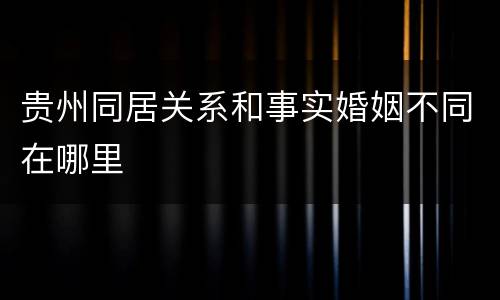 贵州同居关系和事实婚姻不同在哪里