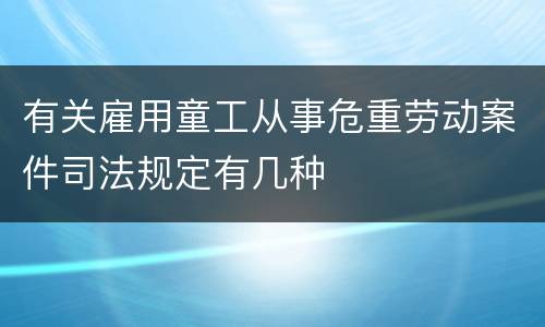 有关雇用童工从事危重劳动案件司法规定有几种