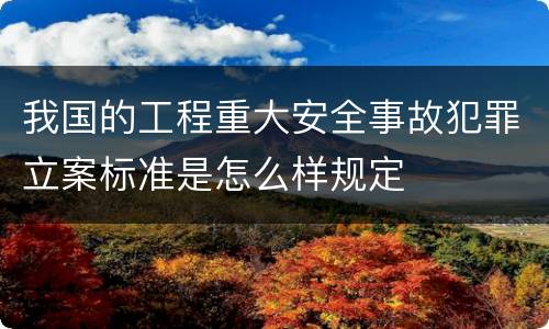 我国的工程重大安全事故犯罪立案标准是怎么样规定