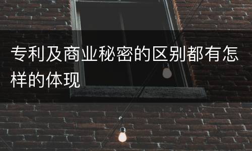 专利及商业秘密的区别都有怎样的体现