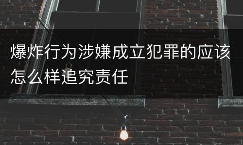 爆炸行为涉嫌成立犯罪的应该怎么样追究责任
