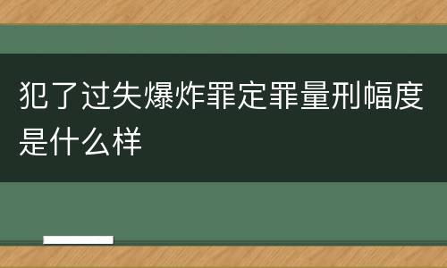 犯了过失爆炸罪定罪量刑幅度是什么样