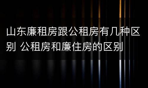 山东廉租房跟公租房有几种区别 公租房和廉住房的区别