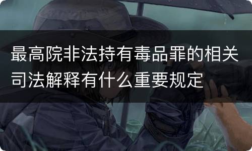 最高院非法持有毒品罪的相关司法解释有什么重要规定