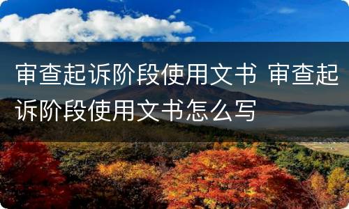 审查起诉阶段使用文书 审查起诉阶段使用文书怎么写