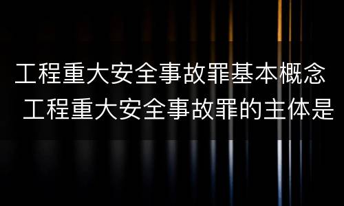 工程重大安全事故罪基本概念 工程重大安全事故罪的主体是什么