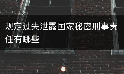 规定过失泄露国家秘密刑事责任有哪些