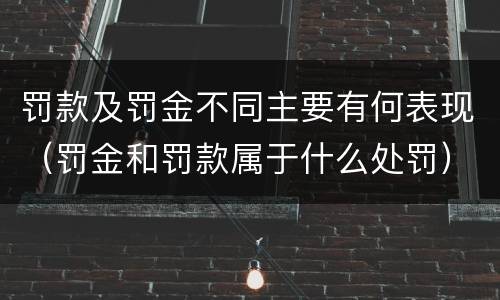 罚款及罚金不同主要有何表现（罚金和罚款属于什么处罚）