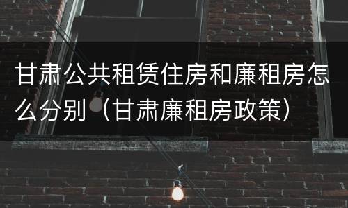 甘肃公共租赁住房和廉租房怎么分别（甘肃廉租房政策）