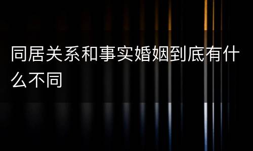同居关系和事实婚姻到底有什么不同