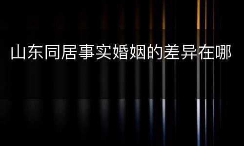 山东同居事实婚姻的差异在哪