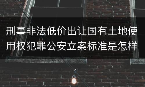 刑事非法低价出让国有土地使用权犯罪公安立案标准是怎样规定