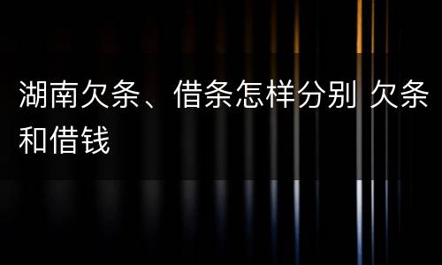 湖南欠条、借条怎样分别 欠条和借钱